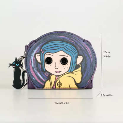 Monedero Coraline con Llavero Gato Negro